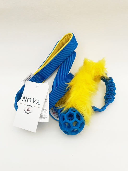 Faux fur bungee with JW Pet Hol-EE Roller